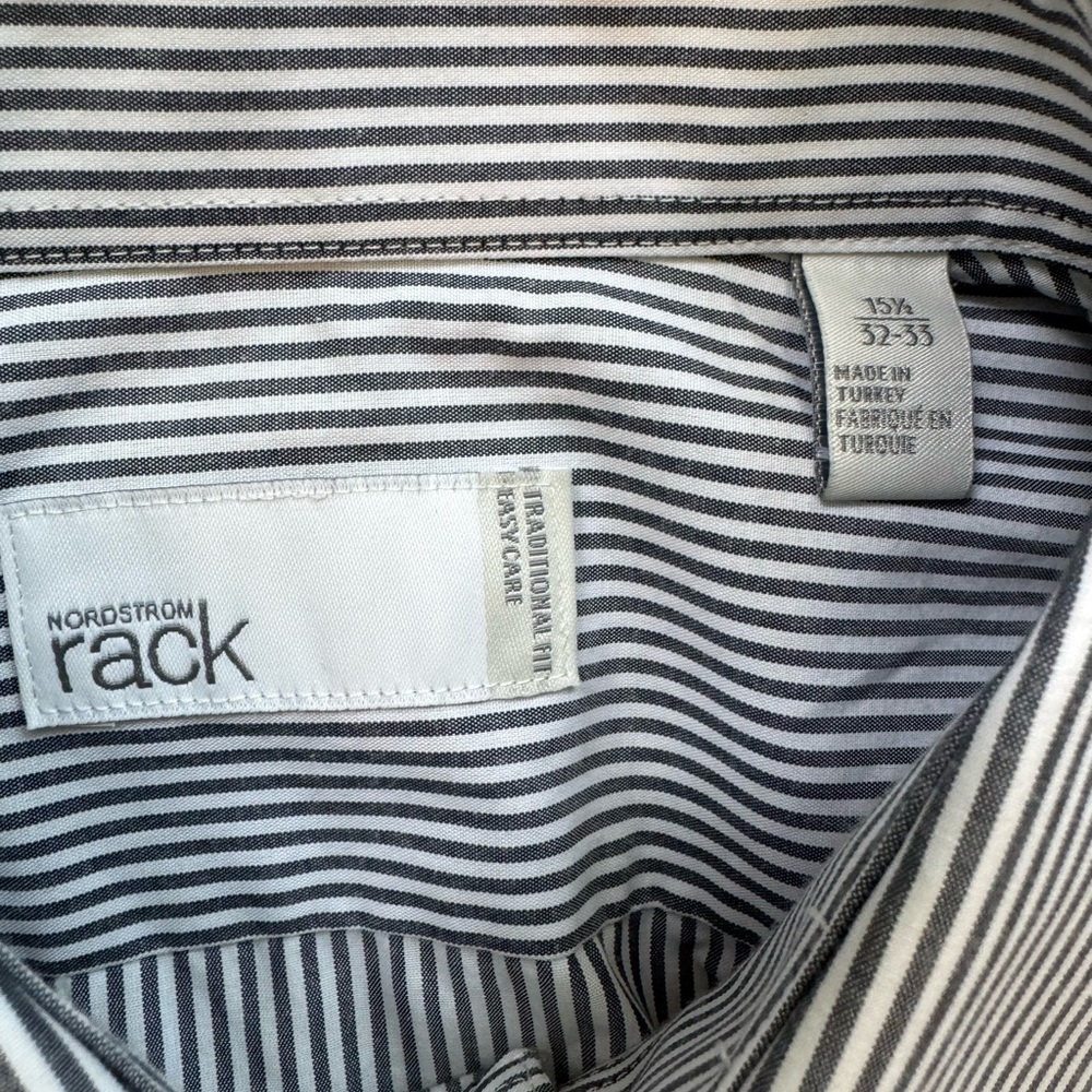 Nordstrom Men's Long-Sleeve Dress Shirt - Gray and White Stripes, size 32-33